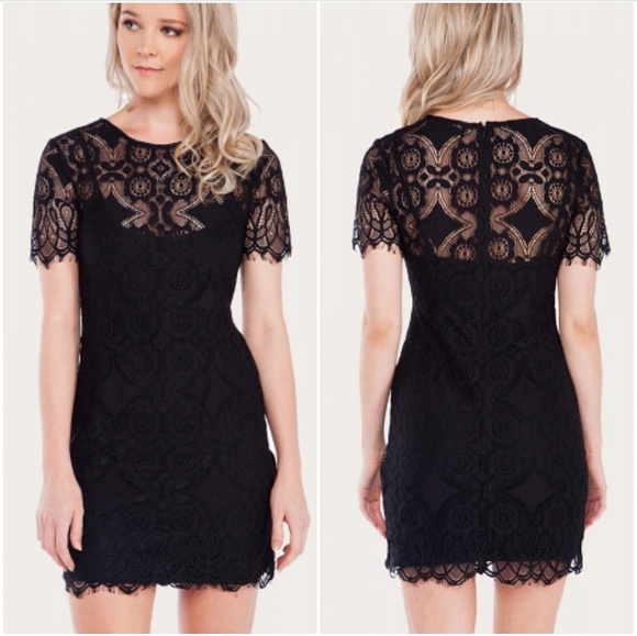 🍒NWT🍒 MINKPINK BLACK LACE MINI DRESS - Picture 4 of 8